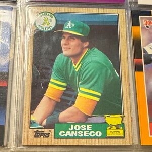 1987 #620 Topps Jose Canseco Card in Green and Yellow